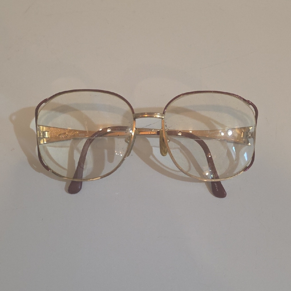 Vintage Tura Gold and Burgundy‎ Oversize Glasses Frames 80's Grandma